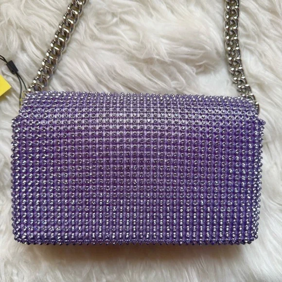New! MARC JACOBS The Rhinestone J Marc Logo Crystal Shoulder Bag in Wisteria - Picture 9 of 13